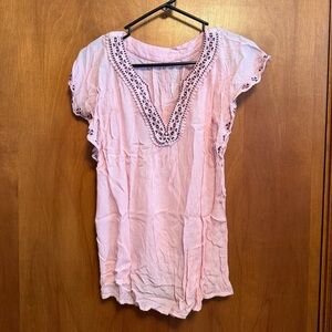 St Johns Bay Vneck Short Sleeve Pink Medium